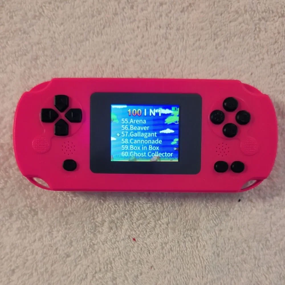 16-Bit Handheld System Pink 2.0in Screen 100 Preloaded Games Battery Powered